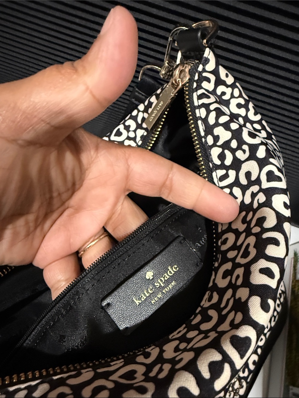 Kate Spade Shelsea Black and White Leopard-Print Hobo Bag crossbody shoulder - Picture 10 of 12